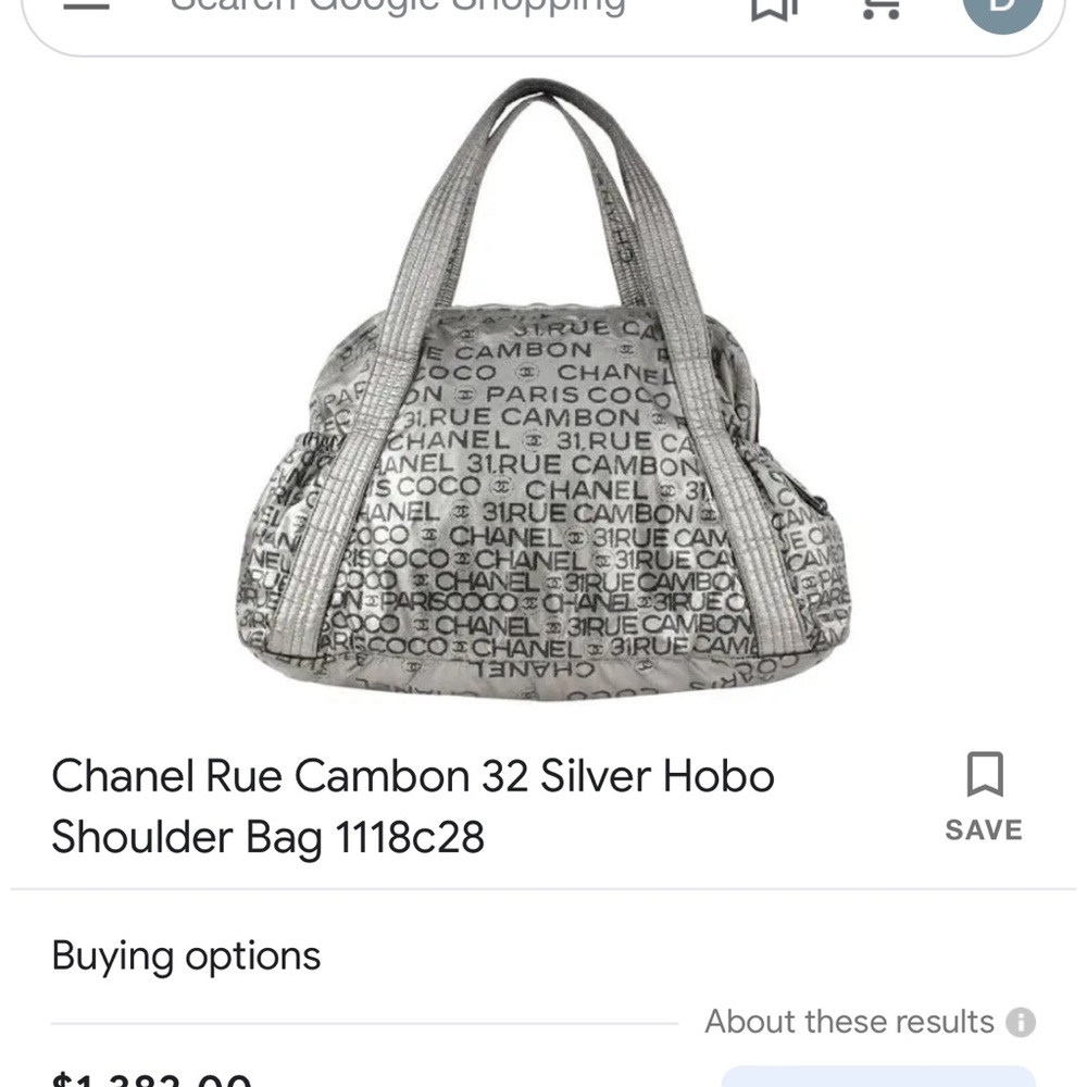 Chanel Rue Cambon 32 Silver Hobo Shoulder Bag